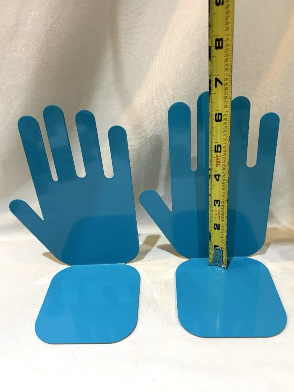 Pair of Jonathan Adler Teal Blue Metal Hands Bookends